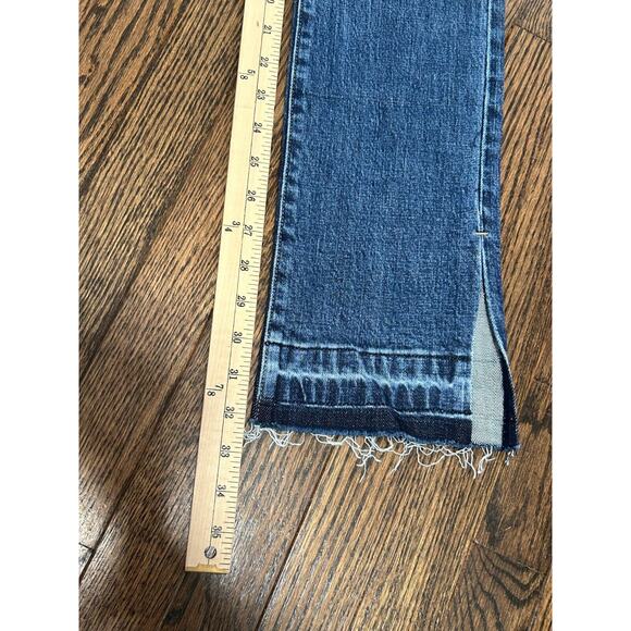 PISTOLA Jeans Womens Sz 27 Blue Denim Mid Rise Straight Leg Side Split Raw Hem - Picture 3 of 8